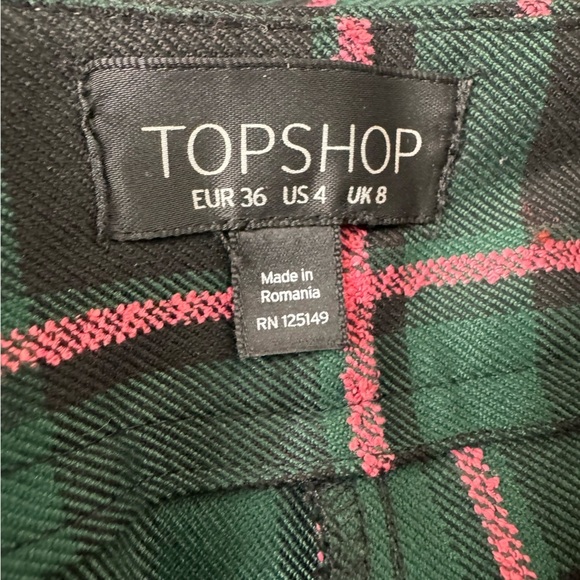 Topshop Plaid Check Paperbag Waist Belted Trouser Size 4 - Picture 13 of 13